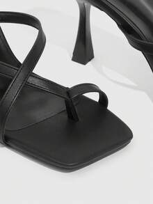 CUCCOO SZL Women Shoes Fashion Women Square Toe Stiletto Black Cross Strap Sandals Sexy Party Banquet Date Nightclub Wear Women High Heel Sandals - Black - View 5