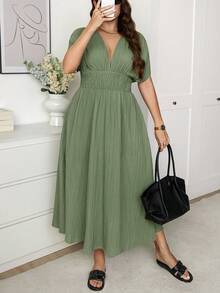 SHEIN LUNE Đầm midi cổ chữ V dệt họa tiết cỡ lớn, đầm màu xanh lá cây nhạt, đầm hè màu xanh lá cây cho nữ, đầm xanh lá cây đi nghỉ mát, đầm màu ô liu, đầm dài đến mắt cá chân cho nữ, đầm đi nghỉ mát cho nữ, đầm hè cho nữ, đầm thường ngày cho nữ, đầm nữ thanh lịch, đầm cổ điển cho nữ, trang phục trang trọng, trang phục hè cho nữ, bộ trang phục đi nghỉ mát cho nữ, đầm nghỉ mát cho nữ, đầm dài thường ngày cho nữ, đầm maxi thường ngày, đầm hè cho nữ, trang phục hè cho nữ. - màu xanh lá - Xem 6