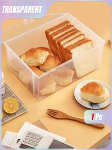 1 Piece Of Transparent Bread Box - Bread (Refrigerated Fresh - Keeping Box For Bread) - Plastic Kitchen Supplies - transparent - View 1
