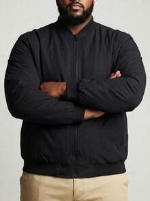 ResortEase 夏季大码男士休闲轻便纯色夹克 - 黑色 - 查看 2