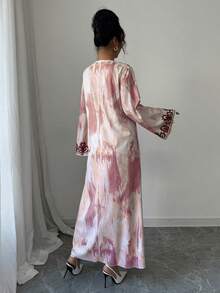 Modelyn 女士梭织烧花长袖宽松连衣裙 - 粉色 - 查看 2