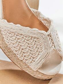 SHUZIA Women Minimalist Ankle Strap Wedges With Thick Sole & High Heel Mother's Day Present For Christmas Valentine's Day - Beige - View 5