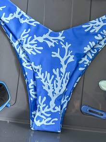 SHEIN Swim Mod 女士随机印花露背金属饰品比基尼套装，春夏款 - 彩色 - 查看 5