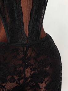 Amplova 2026 Lace See-Through Sexy Music Festival Jumpsuit For Women - Black - View 12