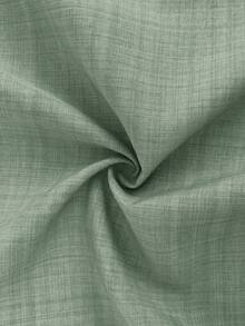 Linhara 大码女式夏季优雅通勤圆领褶皱纹理A字无袖衬衫 - 綠色 - 查看 4