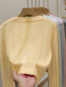 GlowEve Women's Casual Crew Neck Single-Breasted Long Sleeve Hollow-Out Knit Cardigan, Spring/Summer - Multicolor - View 2