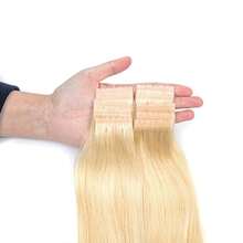 10Pcs Double Inject Hole Weft Hair Extension, Platinum Blonde Color Twin Tab, Natural Pull Through Micro Hair, Natural Look Hairpiece For Salon Natural High Quality Real Remy Human Hair - Multicolor - View 17