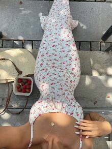 Sunnyshic Women's Cherry Polka Dot Knit Print Fitted Spaghetti Strap Mermaid Dress - Multicolor - View 6