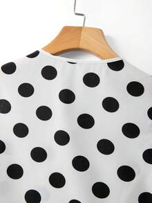 SHEIN LUNE Women's White With Black Polka Dots,Summer,Vintage,Tea Party Sleeveless Round Neck Tank Top & Black Pocket Loose Shorts 2 Pieces Set,Elegant Wear - Black - View 5