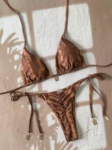 Swim Vcay 2件套女士夏季随机印花细肩带金属装饰性感比基尼套装 - 彩色 - 查看 1