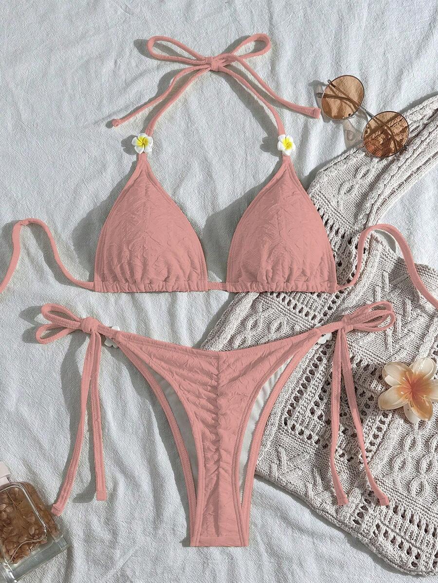 Swim Mod Women's Yellow Special Fabric Bikini Two Pieces Swimwear, Beach Party & Holiday - Baby Pink - View 1