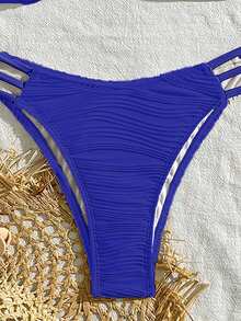 SHEIN Swim Solid Color Bikini Set For Beach Vacation - Blue - View 5