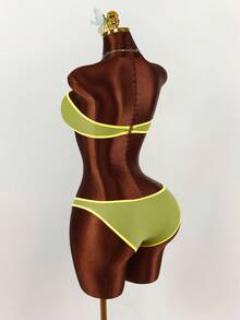 Amplova 1 pièce Maillot de bain une pièce sexy et échancré dans le dos pour femmes, avec des couleurs contrastées, convient pour la plage, les vacances, le printemps/été - Multicolore - Voir 8