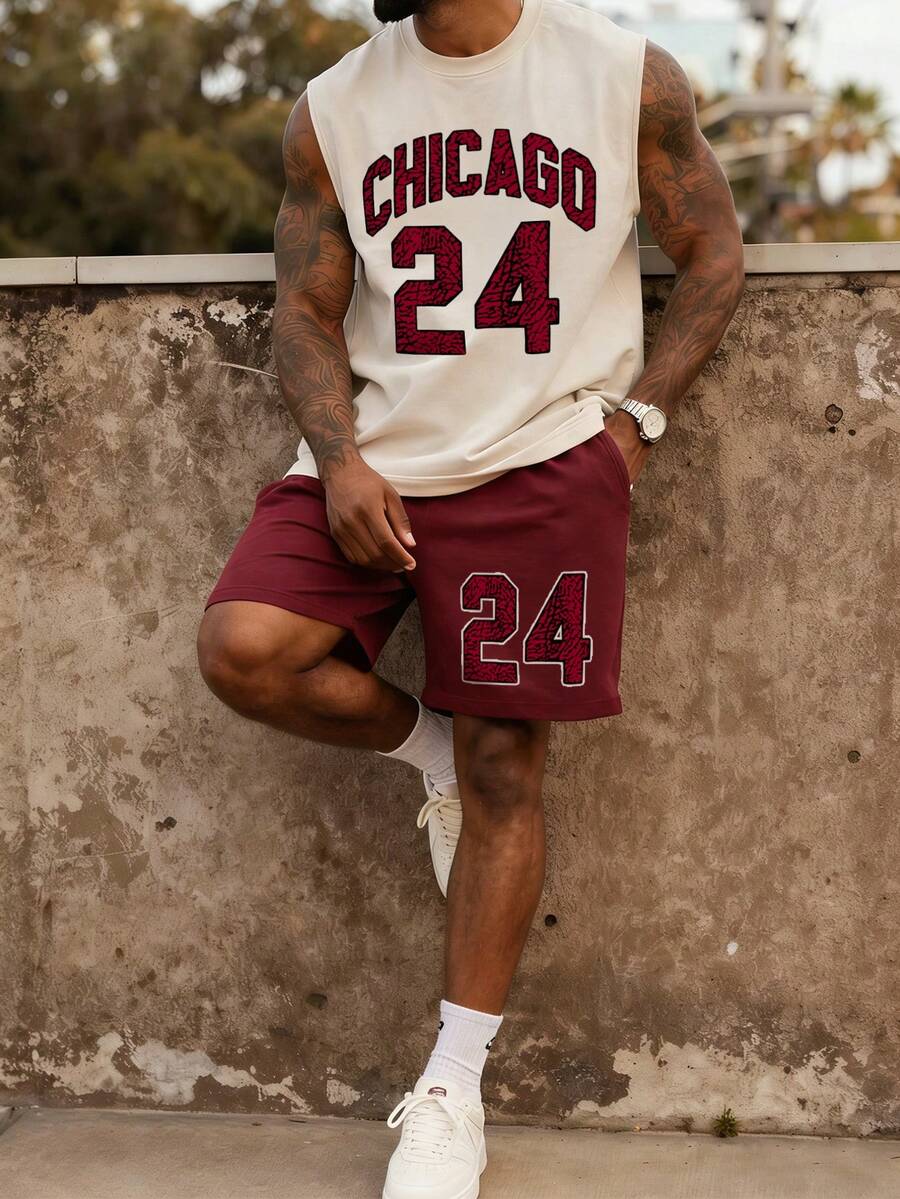 Manfinity Roughcore 男士芝加哥24号球衣背心套装，运动休闲背心套装 - 彩色 - 查看 1