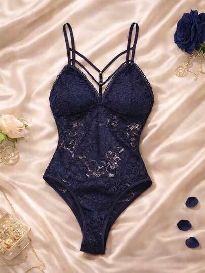 1 Pieza bodyduit sexy de encaje Con Broche  y malla para mujer, lencería íntima erótica, para salir unitalla