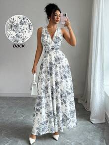 GlowEve 女士优雅印花无袖连衣裙，夏季 - 彩色 - 查看 3