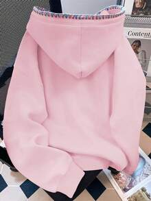 Resyla Plus Size Casual Colorblock Embroidered Floral Sweatshirt Sweatshirt, Autumn/Winter - Multicolor - View 2