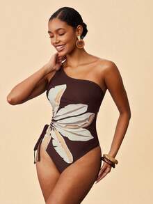 Travachic 女士印花连体泳衣，适合海滩度假 - 棕色 - 查看 4