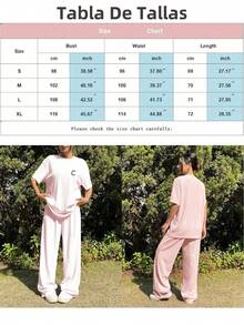 Conjunto informal de dos piezas, elegante traje bohemio de verano para mujer, de talla grande, con top holgado y pantalones anchos holgados. - Negro - Ver 3