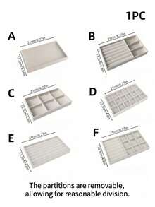 1pc Gray Velvet Tray, Jewelry Organizer ,Stackable Jewelry Organizer Trays, Jewelry Drawer Organizer Inserts For Dresser, Jewelry Box,Flannel Jewelry Storage Box For Rings, Earrings, Necklaces, Watches, Bracelets, Brooches Jewelry Display Tray,Gift For Valentine's Day - Grey - View 3