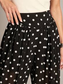Hauture High Waist Loose Polka Dot Lantern Pants, Casual Trousers For Women, Spring/Summer - Black - View 5