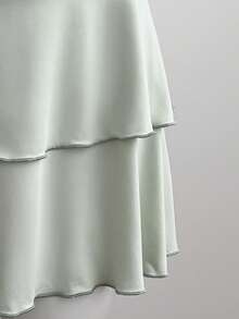 Elamini Y2K风格镂空领系带双层喇叭迷你连衣裙（女款） - 薄荷綠 - 查看 6