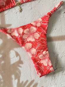 Swim Mod Bộ 2 món bikini hai mảnh in họa tiết ngẫu nhiên dành cho nữ, kiểu dáng gợi cảm, thích hợp mặc mùa hè. - Nhiều màu - Xem 6
