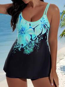Swim Lushoire Bộ bikini hai mảnh in họa tiết dành cho nữ, thích hợp cho kỳ nghỉ biển, tiệc tùng, đồ bơi nữ, áo bơi tankini, áo bơi cỡ lớn cho nữ. - Nhiều màu - Xem 5