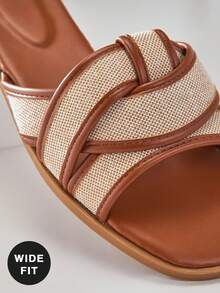 SHUZIA Women's Wide-Fit Minimalist Casual Comfy Crisscross Flat Sandals Valentine's Day - Brown - View 7