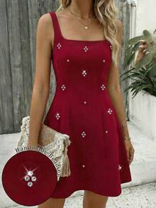 Selamara 闪亮水钻装饰极简时尚连衣裙，送给朋友的礼物 - 彩色 - 查看 1