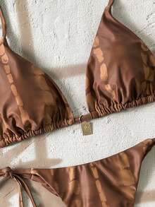 Swim Vcay 2件套女士夏季随机印花细肩带金属装饰性感比基尼套装 - 彩色 - 查看 4