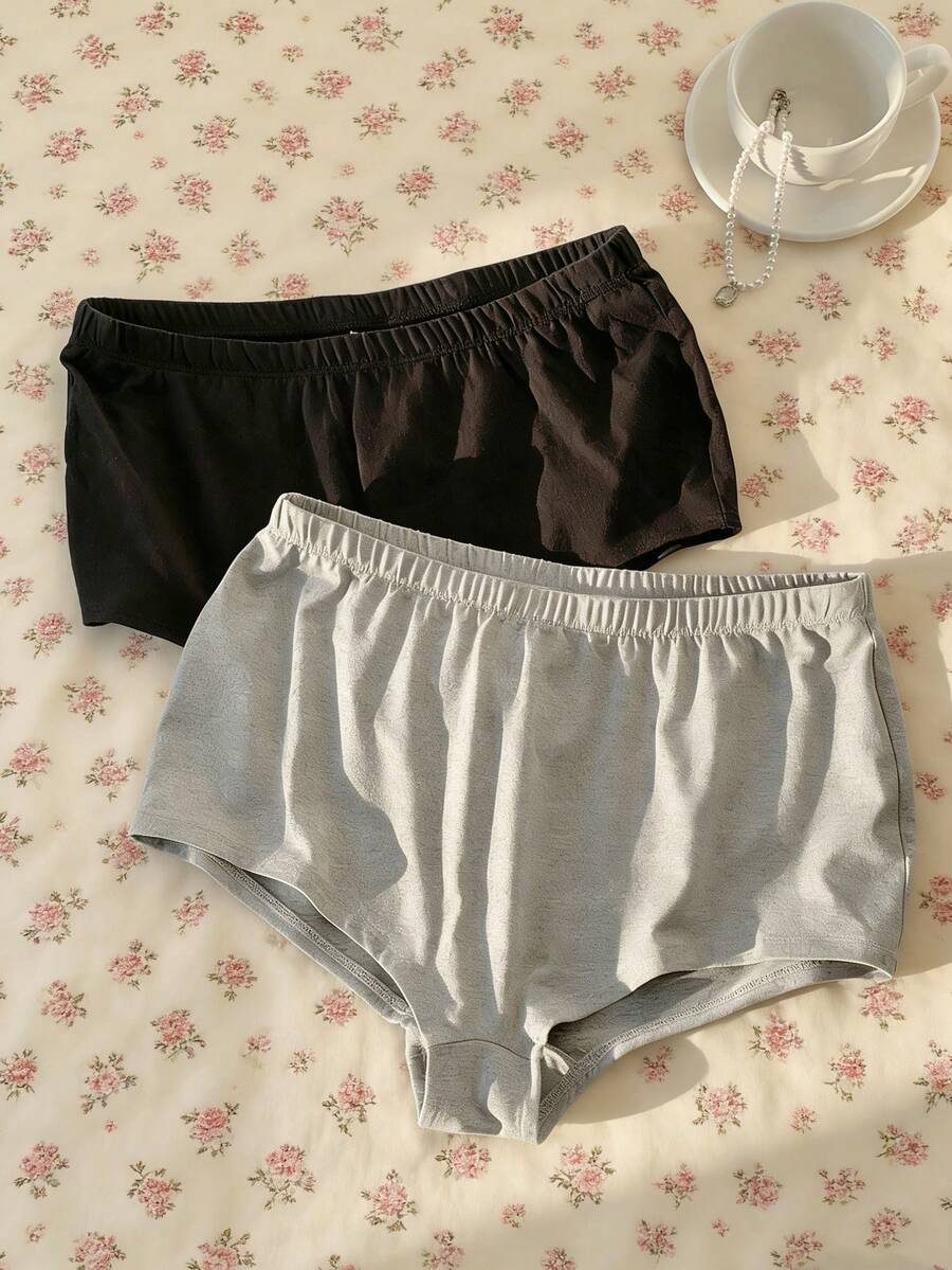 CovetEZ 2/Pack Women's Clothing 2026 New Arrival, Casual, Stylish, Versatile, Basic Elastic Waist Black And Gray Leggings, Slim Fit, Suitable For Everyday Home Wear, Casual, Sexy, And Summer Wear Set - Multicolor - View 1