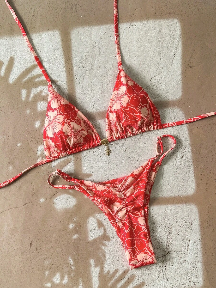 Swim Mod Bộ 2 món bikini hai mảnh in họa tiết ngẫu nhiên dành cho nữ, kiểu dáng gợi cảm, thích hợp mặc mùa hè. - Nhiều màu - Xem 1