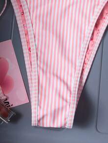 Swim Mod Bộ bikini gợi cảm buộc dây cổ, họa tiết hoa, dành cho nữ, thích hợp mặc đi biển mùa hè. - Hồng - Xem 5