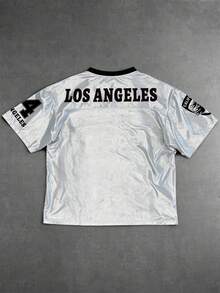 Aesthetic Post Áo thun nam cổ chữ V phong cách thể thao thường ngày mùa xuân/hè với số 23 và khẩu hiệu Los Angeles, phong cách đường phố Mỹ. - Nhiều màu - Xem 3