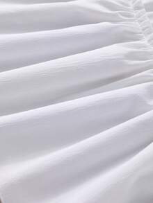 SHEIN Váy tay bồng in hoa cài nút cho bé gái kèm thắt lưng - trắng - Xem 8