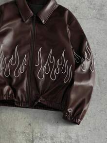 AXEPEAK Men's Fashion Commuter Flame Embroidery Jacket - Bronze - View 3