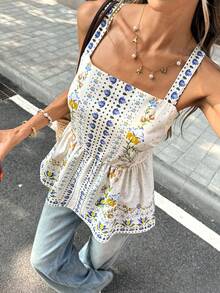 Pariaura 2026春夏女士优雅度假风印花蝴蝶结露背无袖上衣 波西米亚风夏季上衣 女士波西米亚风上衣 夏季女士上衣 夏季休闲上衣 嬉皮风上衣 女士夏季穿搭 女士春季穿搭 女士夏季上衣 女士背心 夏季女士马甲 女士白色上衣 女士上衣和衬衫 女士游艇装 女士上衣 夏季女士上衣 夏季女士上衣 休闲夏季上衣 可爱夏季上衣 - 杏色 - 查看 5