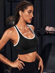 Powerista Women's Seamless Hollow-Out Design Daily Fitness Sports Bra - Black - View 4