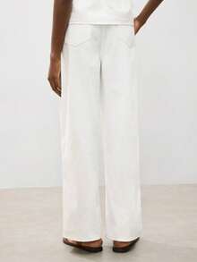 Maija Women's Casual Versatile Commuting Solid Color Straight Leg Jeans - White - View 4