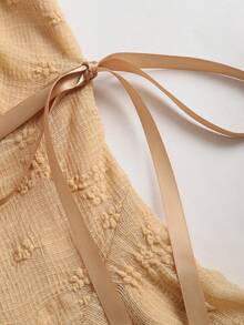 Sweetra Y2K Sexy Bandeau Lace Bow Asymmetrical Crop Top - Khaki - View 4
