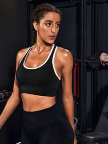 Powerista Women's Seamless Hollow-Out Design Daily Fitness Sports Bra - Black - View 6