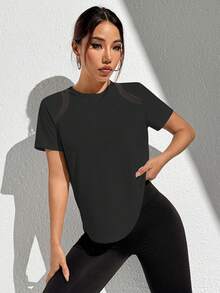 Easithlete Easithlete 迷彩印花撞色字母带交叉露背运动背心健身背心健身房女式衬衫 - 黑色 - 查看 5