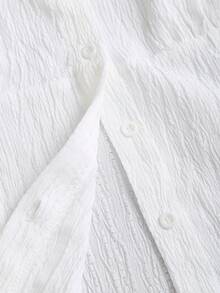 Sweetra Nueva camisa de manga larga acampanada y cintura ceñida, adecuada para ir al trabajo y salidas, primavera/verano - Blanco - Ver 6