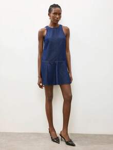 Maija Women's Casual Sleeveless Denim Dress, Summer - Dark Wash - View 3