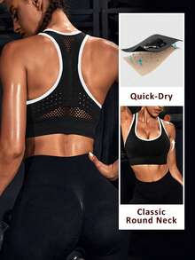 Powerista Women's Seamless Hollow-Out Design Daily Fitness Sports Bra - Black - View 2