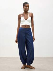 Maija 女士休闲可调节腰围水洗牛仔裤 - 深色水洗藍 - 查看 5