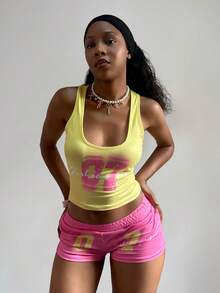 StreetHx Women's Casual 2 Pieces Set With Numeric Print - Multicolor - View 3