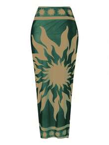 Swim Oasis 2026新款女士泳装文胸印花网纱长裙沙滩休闲泳装套装（3件套） - 彩色 - 查看 6