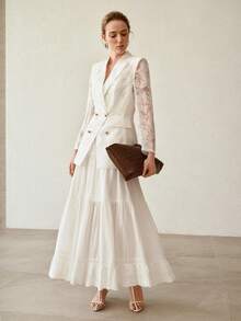 MOTF PREMIUM WOMEN'S DOUBLE BREASTED ELEGANT OFFICE WEAR THIN BLAZER - White - View 4